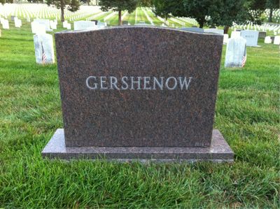 Headstone Back of Esther Gershenow. Arlington National Cemetery.