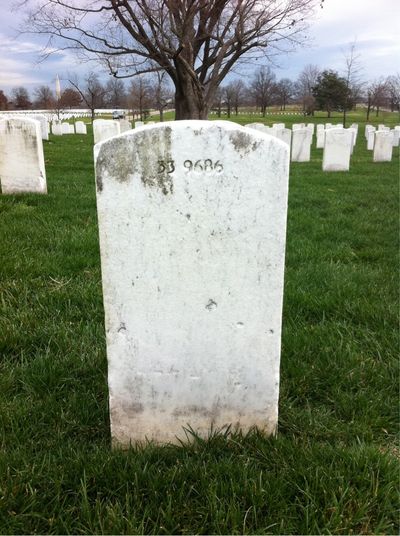 Headstone Back of George Kavounis. Arlington National Cemetery.