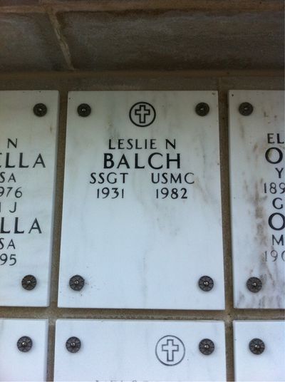 Leslie Balch — Headstone Front
