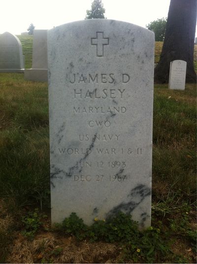 Headstone Front of James Halsey. Arlington National Cemetery.