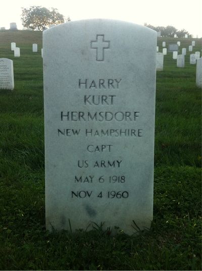 Headstone Front of Harry Hermsdorf. Arlington National Cemetery.