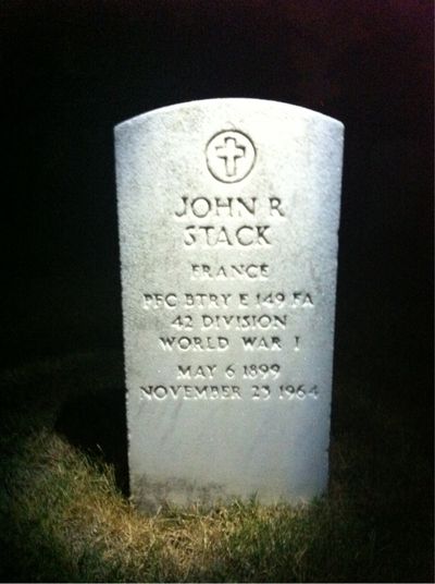 Headstone Front of John Stack. Arlington National Cemetery.