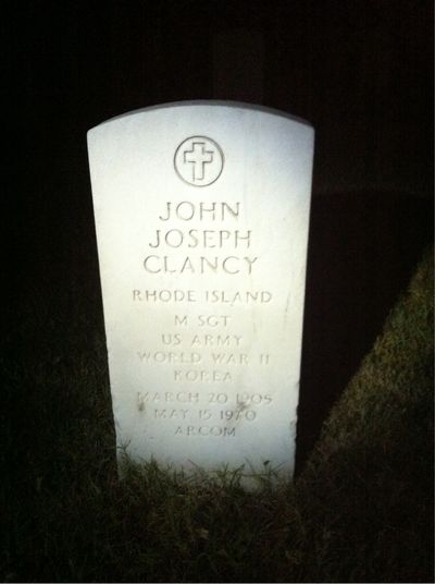 Headstone Front of John Clancy. Arlington National Cemetery.