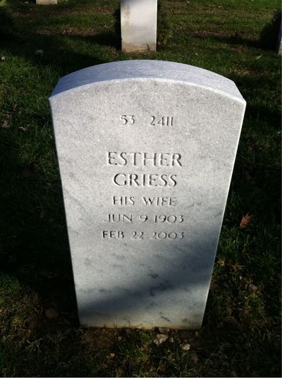 Headstone Back of Clifford Albert Best. Arlington National Cemetery.