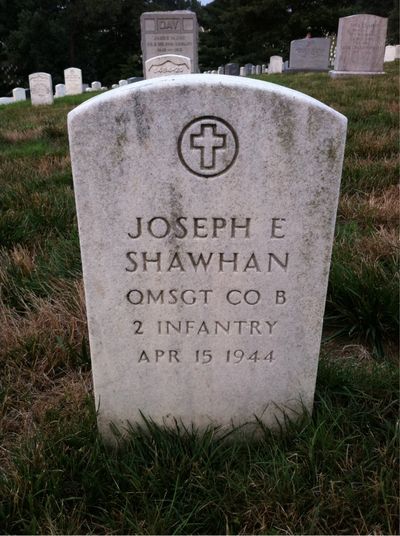 Headstone Front of Joseph E. Shawhan. Arlington National Cemetery.