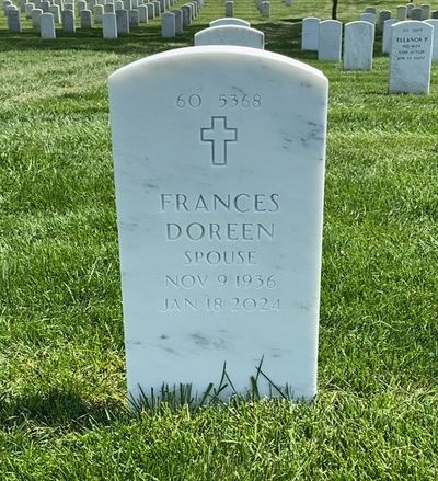 Headstone Back of Frances Mattingly. Arlington National Cemetery.