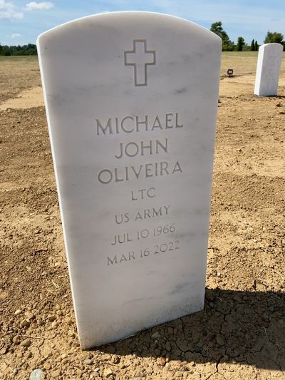 Headstone Front of Michael John Oliveira. Arlington National Cemetery.