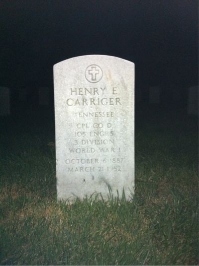 Headstone Front of Anna Carriger. Arlington National Cemetery.