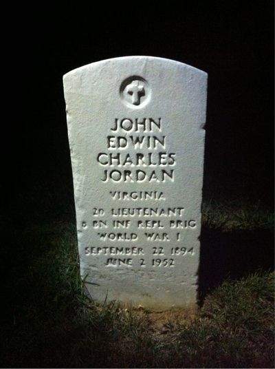 Headstone Front of John Jordan. Arlington National Cemetery.