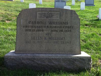 Headstone Front of Helen Williams. Arlington National Cemetery.