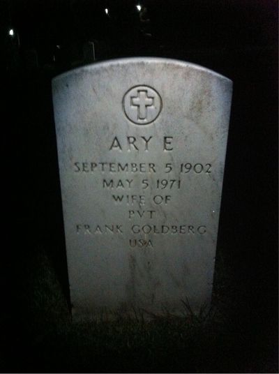 Headstone Front of Ary Goldberg. Arlington National Cemetery.