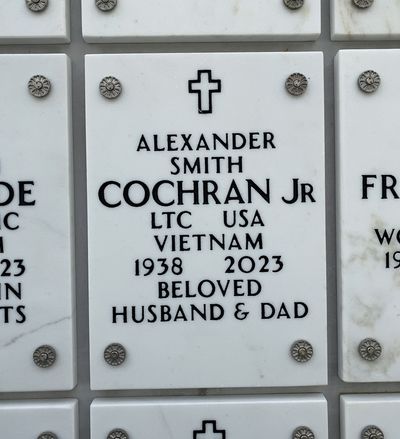 Columbarium Niche Cover of Alexander Smith Cochran. Arlington National Cemetery.