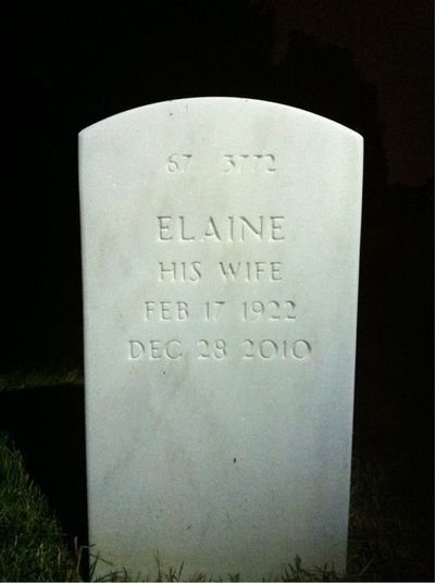 Headstone Back of Elaine Keyes. Arlington National Cemetery.