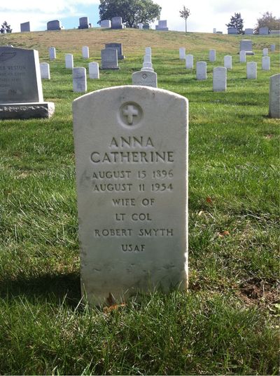 Headstone Front of Anna Smyth. Arlington National Cemetery.