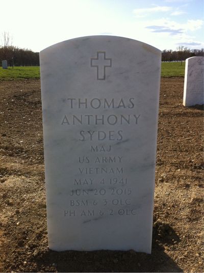 Headstone Front of Thomas Anthony Sydes. Arlington National Cemetery.