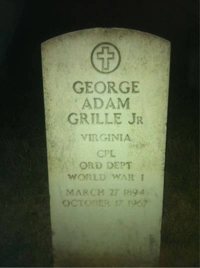 Headstone Front of George Grille. Arlington National Cemetery.