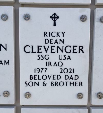Columbarium Niche Cover of Ricky Dean Clevenger. Arlington National Cemetery.
