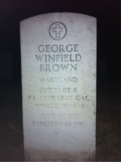 Headstone Front of George Brown. Arlington National Cemetery.