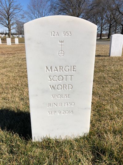 Headstone Back of John Henry Word. Arlington National Cemetery.
