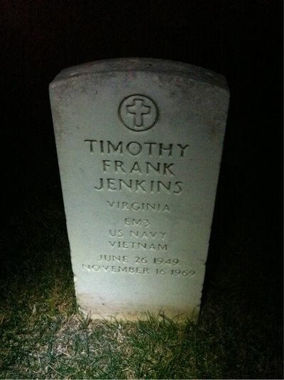 Headstone Front of Timothy Jenkins. Arlington National Cemetery.