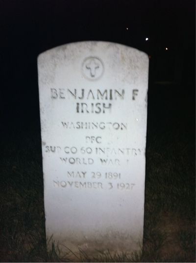Headstone Front of Addie Irish. Arlington National Cemetery.