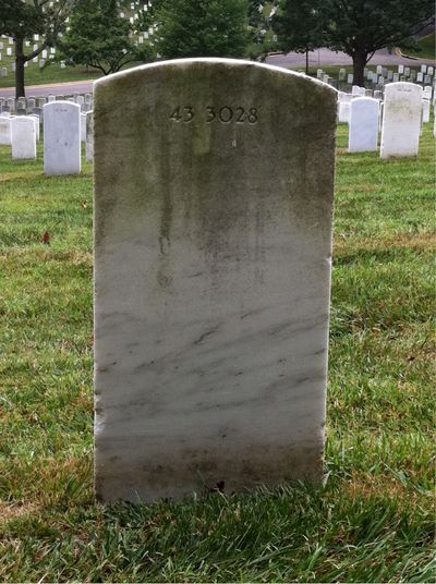 Headstone Back of James Shockley. Arlington National Cemetery.