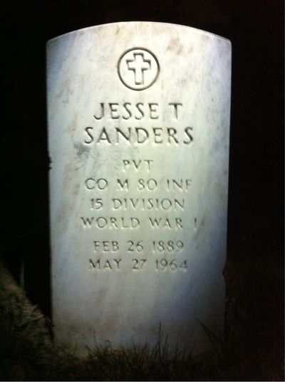 Headstone Front of Jesse Sanders. Arlington National Cemetery.