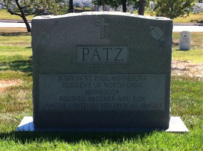 Headstone Back of Tony Miller Patz. Arlington National Cemetery.
