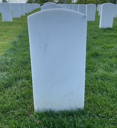 Headstone Back of Calvin A Wickham. Arlington National Cemetery.