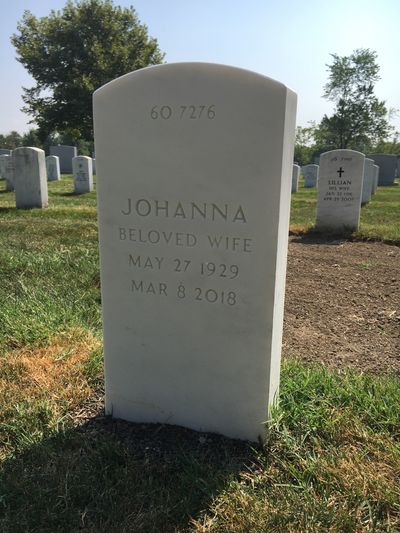 Headstone Back of Johanna Massey. Arlington National Cemetery.