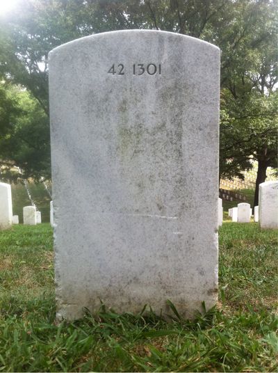 Headstone Back of Ethel Dodson. Arlington National Cemetery.