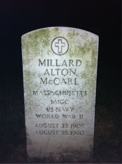Headstone Front of Millard Mccarl. Arlington National Cemetery.