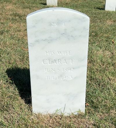 Headstone Back of Clara Scott. Arlington National Cemetery.