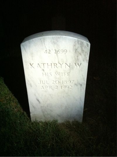 Headstone Back of Kathryn Brown. Arlington National Cemetery.