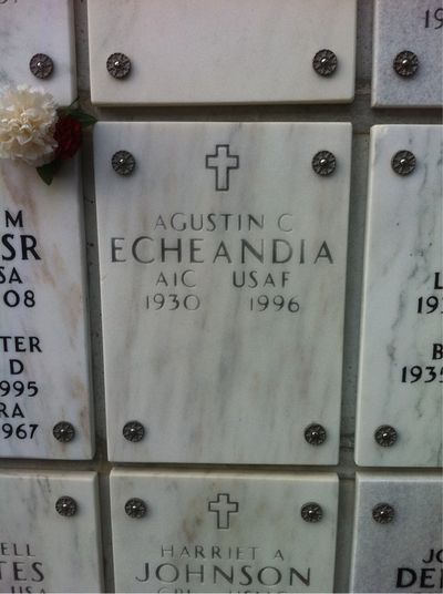 Headstone Front of Agustin Echeandia. Arlington National Cemetery.