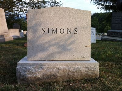 Headstone Back of Ainsley Cudie Simons. Arlington National Cemetery.