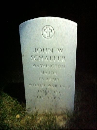 Headstone Front of John Schaefer. Arlington National Cemetery.