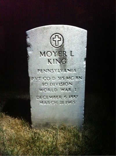 Headstone Front of Moyer King. Arlington National Cemetery.