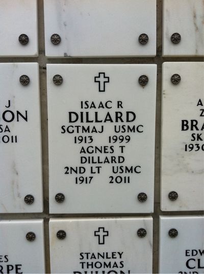 Headstone Front of Agnes Dillard. Arlington National Cemetery.