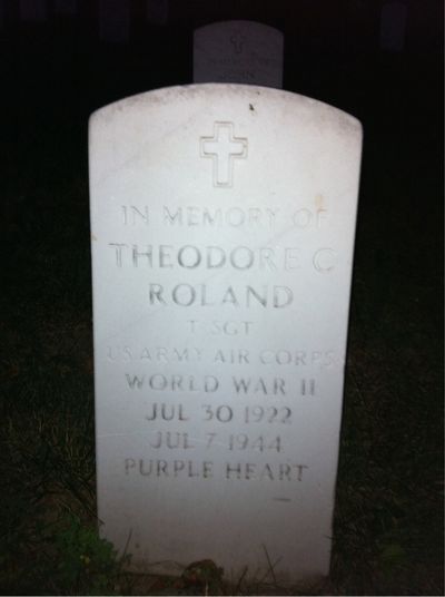 Headstone Front of Theodore Roland. Arlington National Cemetery.