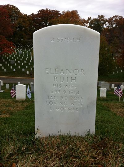 Headstone Back of Eleanor Ross. Arlington National Cemetery.