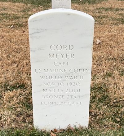 Headstone Front of Cord Meyer. Arlington National Cemetery.