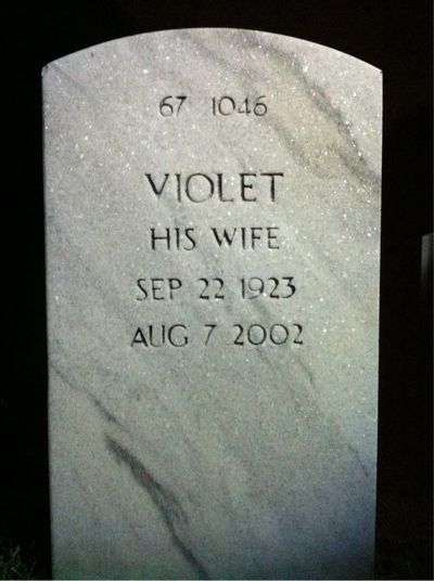 Headstone Back of Violet Taylor. Arlington National Cemetery.
