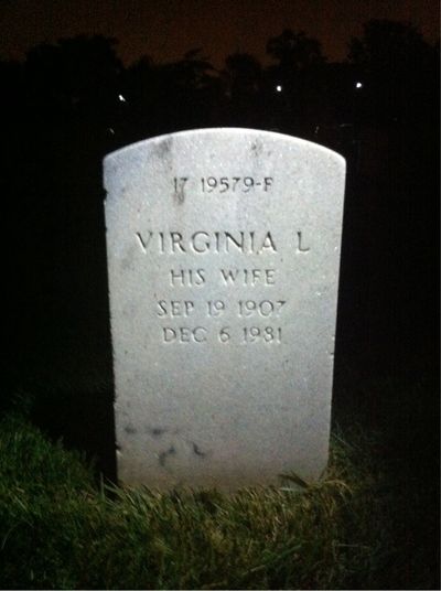 Headstone Back of Virginia Roof. Arlington National Cemetery.
