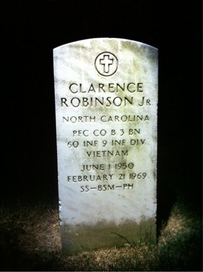 Headstone Front of Clarence Robinson JR. Arlington National Cemetery.