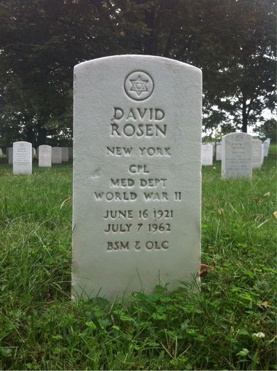 Headstone Front of David Rosen. Arlington National Cemetery.