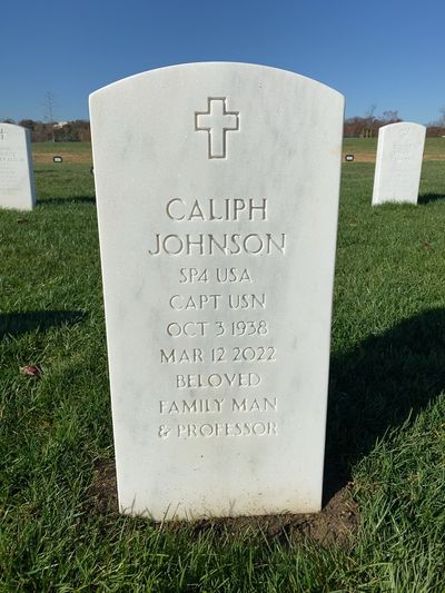 Headstone Front of Caliph Johnson. Arlington National Cemetery.