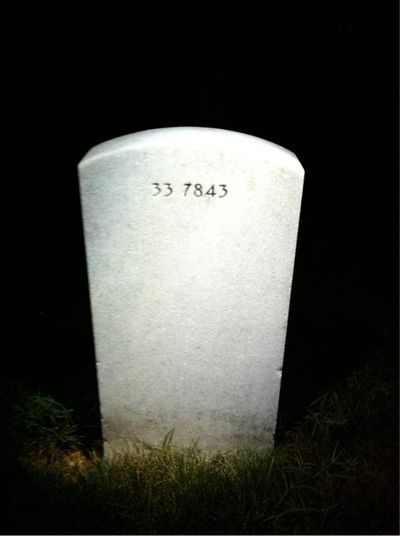 Headstone Back of James Roland Shermer. Arlington National Cemetery.