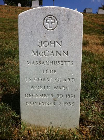 Headstone Front of John Mccann. Arlington National Cemetery.