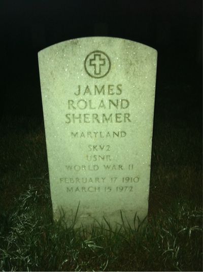 Headstone Front of James Roland Shermer. Arlington National Cemetery.